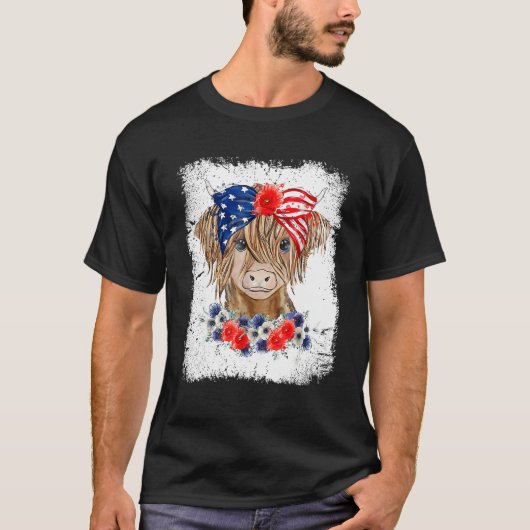 Bleached 4th Of July Long Haired Calf USA Patrioti T-shirt (Voorkant)