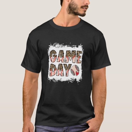 Bleached Ball Game Day Vibes Heart Leopard Ball Mo T-shirt (Voorkant)