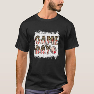 Bleached Ball Game Day Vibes Heart Leopard Ball Mo T-shirt