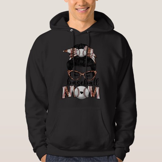 Bleached Baseball Mom Game Day Messy Bun Leopard P Hoodie (Voorkant)