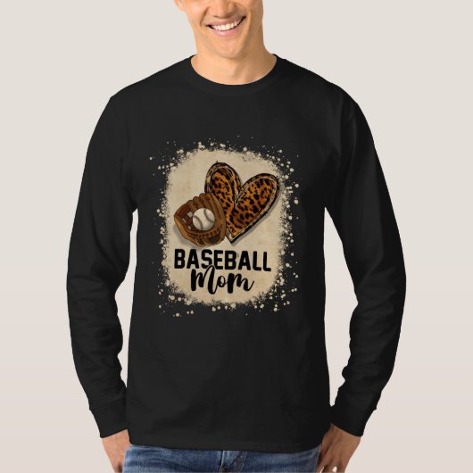 Bleached Baseball Mom Leopard Game Day Vibes Mothe T-shirt (Voorkant)