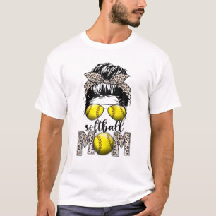 Bleached Baseball Mom Messy Bun Player Mom Mother' T-shirt