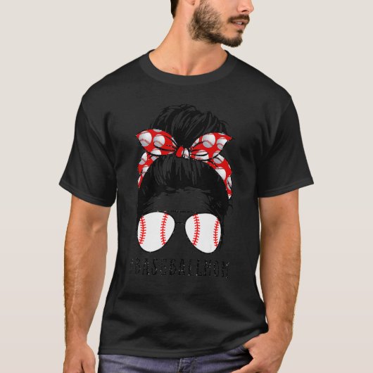 Bleached Baseball Mom Messy Bun Player Mom Mother' T-shirt (Voorkant)