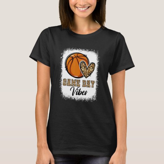 Bleached Basketball Game Day Vibes Basketball Mom T-shirt (Voorkant)