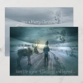 Bleached-Coral Snowy Mountains Reindeer Christmas Feestdagenkaart (Voorkant / Achterkant)