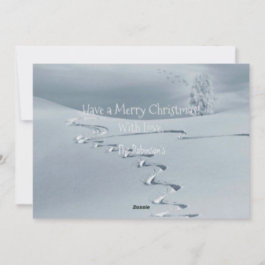 Bleached-Coral Snowy Mountains Reindeer Christmas Feestdagenkaart (Achterkant)