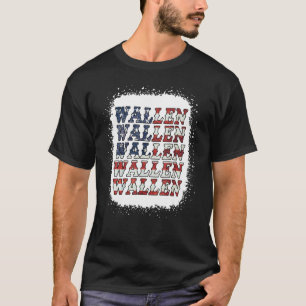 Bleached Cute Wallen American Flag Red White Blue T-shirt