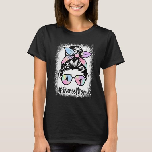 Bleached Dance Mom Messy Bun Leopard Dancer Mom Mo T-shirt (Voorkant)