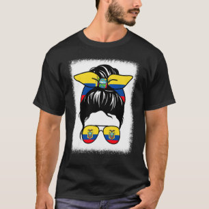 Bleached Ecuadorian Mom Messy Bun Ecuador Mom Moth T-shirt