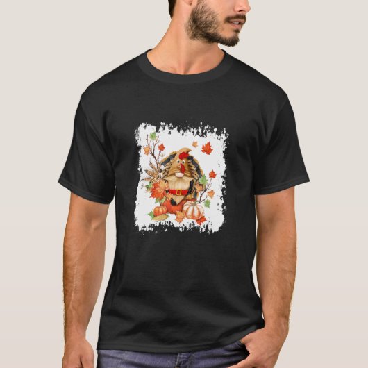 Bleached Fall Gnome Turkey Thanksgiving Gnome Gobb T-shirt (Voorkant)