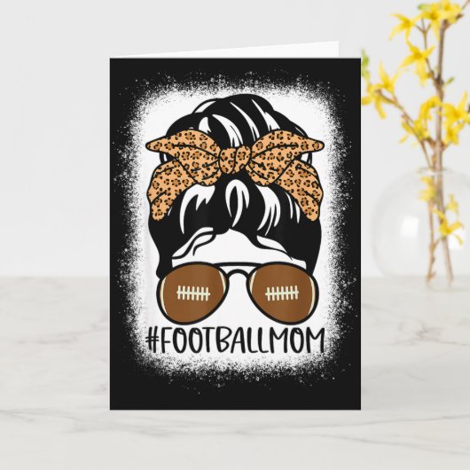Bleached Football Mom Life With Leopard And Messy  Kaart (Gele Bloem)