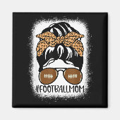 Bleached Football Mom Life With Leopard And Messy  Magneet (Voorkant)