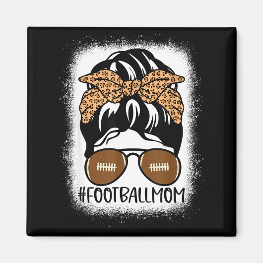 Bleached Football Mom Life With Leopard And Messy  Magneet (Voorkant)