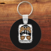 Bleached Football Mom Life With Leopard And Messy  Sleutelhanger (Voorkant)