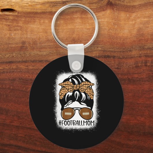 Bleached Football Mom Life With Leopard And Messy  Sleutelhanger (Voorkant)