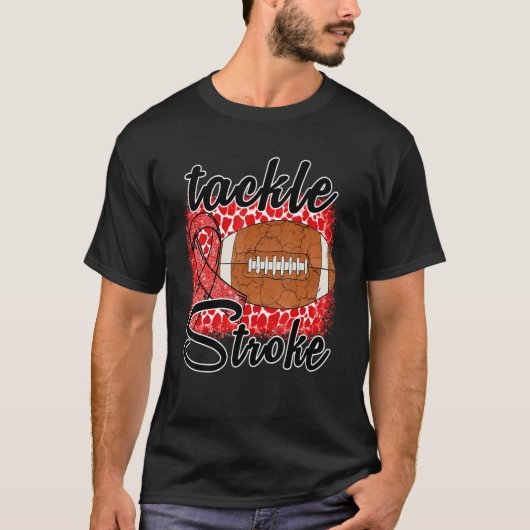 Bleached Football Tackle Stroke Retro Awareness Re T-shirt (Voorkant)