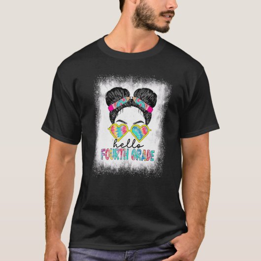 Bleached Hello Fourth Grade Little Miss Back To Sc T-shirt (Voorkant)