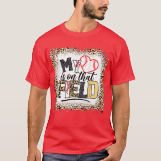 Bleached Leopard Baseball Mom My Heart is on That  T-shirt