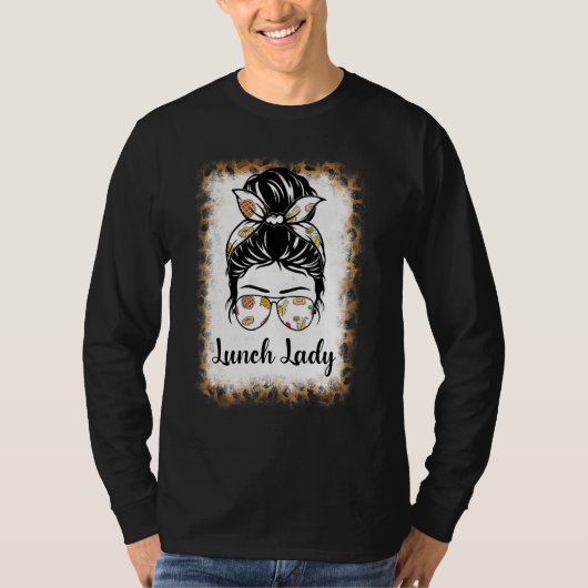 Bleached Leopard   Lunch Lady Messy Bun Lunch Lady T-shirt (Voorkant)