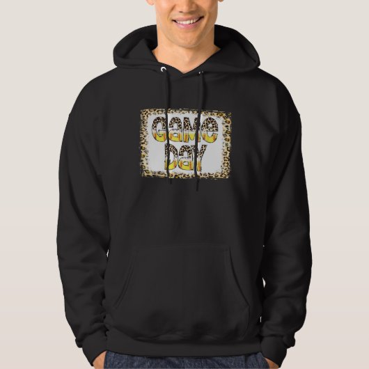 Bleached Leopard Softball Game Day Vibes Softball Hoodie (Voorkant)