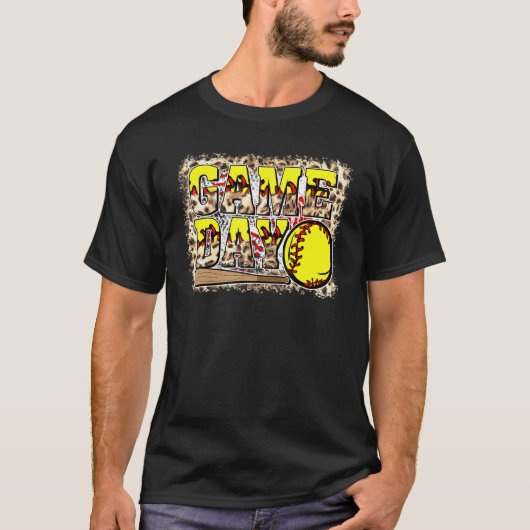 Bleached Leopard Softball Game Day Vibes Softball T-shirt (Voorkant)