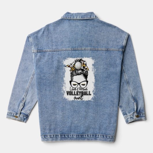 Bleached Loud & Proud Volleyball Aunt Life Game Da Denim Jacket (Achterkant)