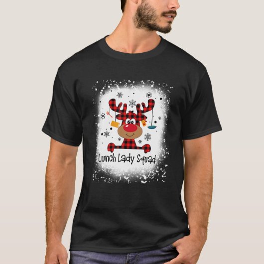 Bleached Lunch Lady Squad Reindeer Funny Christmas T-shirt (Voorkant)