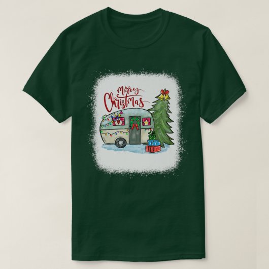 Bleached Merry Christmas Happy Camper Camping Life T-shirt (Design voorkant)