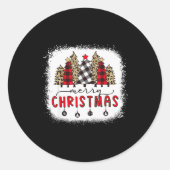Bleached Merry Christmas Tree Funny Leopard Plaid  Ronde Sticker (Voorkant)