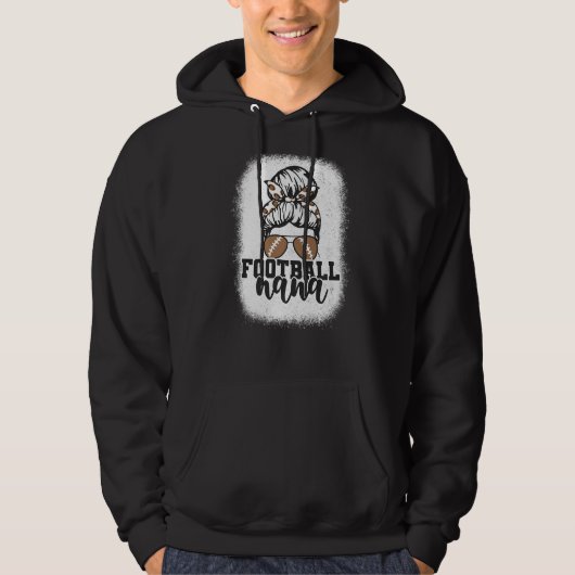 Bleached Messy Bun Game Day Football Grandma Footb Hoodie (Voorkant)