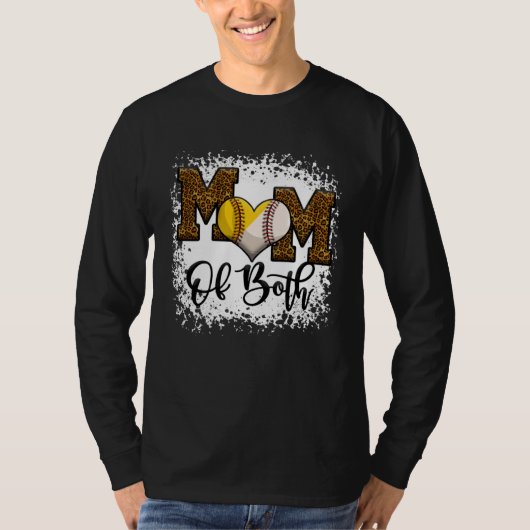 Bleached Mom Of Both Leopard Baseball Softball T-shirt (Voorkant)