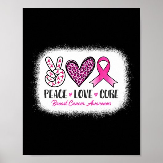 Bleached Peace Love Cure Leopard Breast Cancer AWA Poster (Voorkant)
