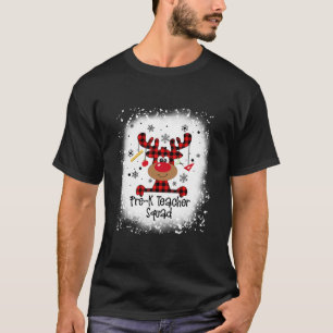 Bleached Pre-K Teacher Squad Reindeer Funny Christ T-shirt