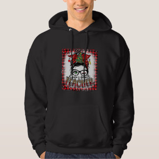 Bleached Santa's Favorite Teacher Messy Bun Christ Hoodie