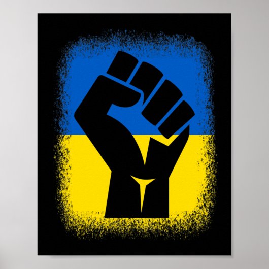 Bleached Shirts Fist Flag I Stand With Ukraine Sol Poster (Voorkant)