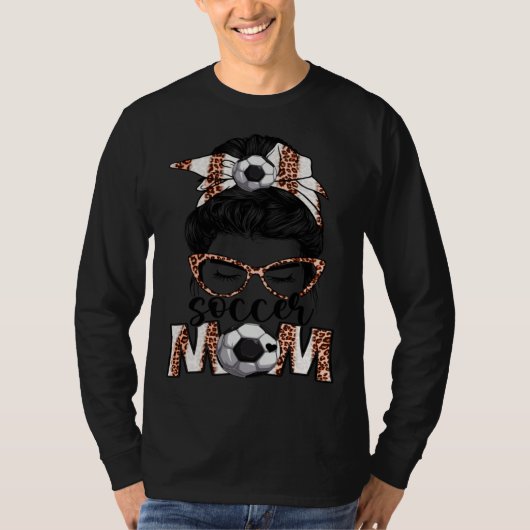 Bleached Soccer Mom Game Day Messy Bun Leopard Pri T-shirt (Voorkant)