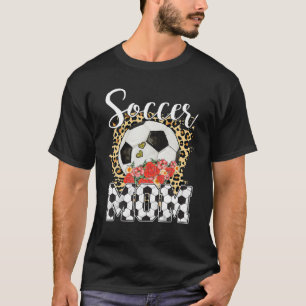 Bleached Soccer Mom Messy Bun Women Leopard Soccer T-shirt