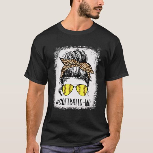 Bleached Softball G-Ma Life Leopard Messy Bun Moth T-shirt (Voorkant)