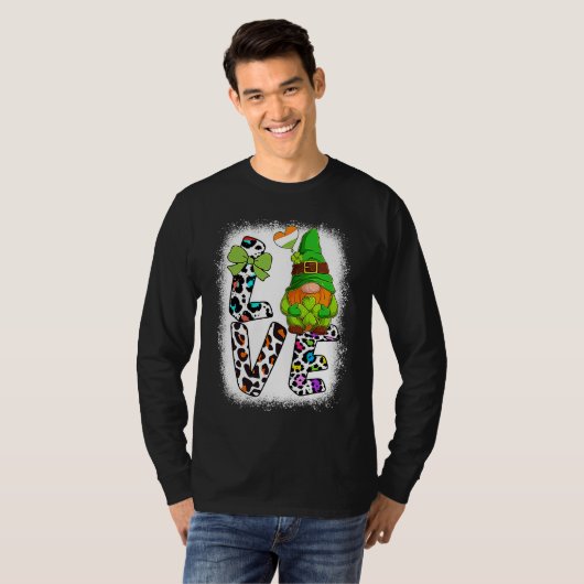 Bleached St Patricks Day St Patricks Gnomes Love T-shirt (Voorkant volledig)