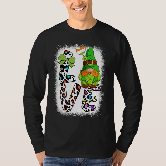 Bleached St Patricks Day St Patricks Gnomes Love T-shirt (Voorkant)