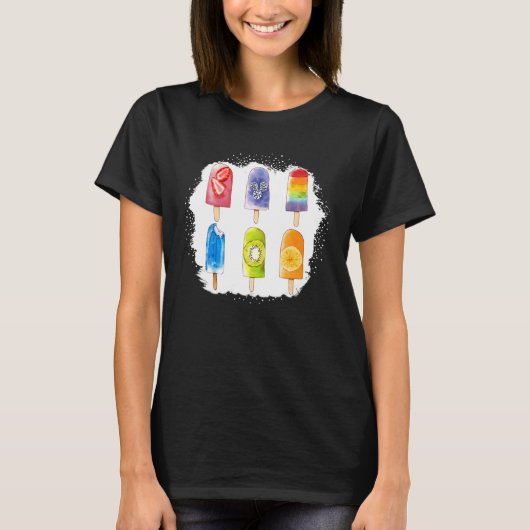 Bleached Summer Ice Cream Popsicle Ice Lolly Vacat T-shirt (Voorkant)