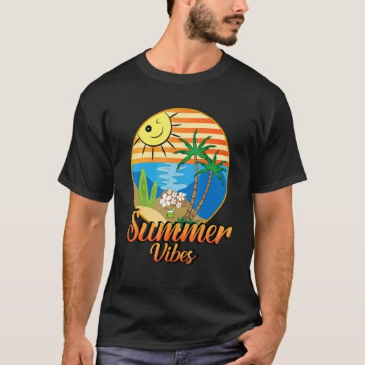Bleached Summer Vibes Palm Tree Hello Summertime B T-shirt (Voorkant)