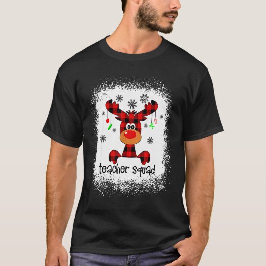 Bleached Teacher Squad Reindeer Teacher Christmas  T-shirt (Voorkant)