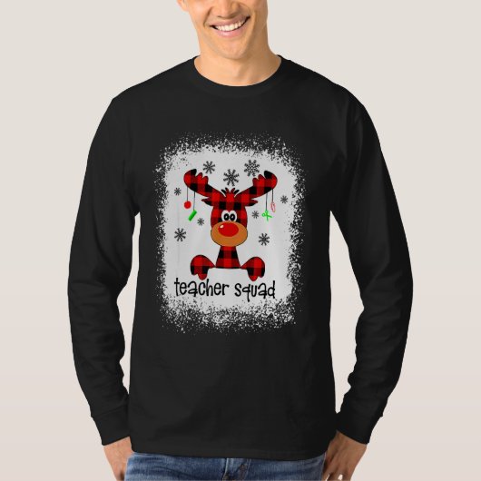 Bleached Teacher Squad Reindeer Teacher Christmas  T-shirt (Voorkant)