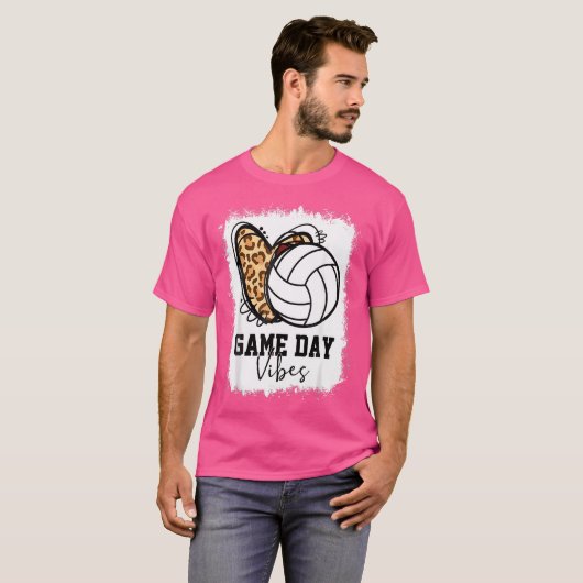Bleached Volleyball Game Day Vibes Volleyball Mom  T-shirt (Voorkant volledig)