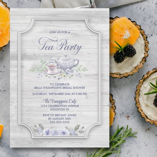 Bleached Wood Tea Party Vrijgezellenfeest Kaart