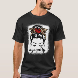 Bleaches Gaga Life Messy Bun Luipaard Print Vrouwe T-shirt
