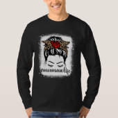 Bleaches Meemaw Life Messy Bun Leopard Print Mothe T-shirt (Voorkant)