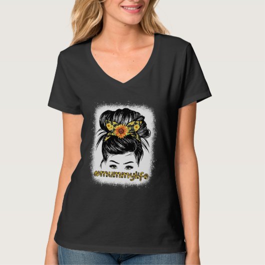 Bleaches Mummy Messy Hair Bun Sunflower Women Moth T-shirt (Voorkant)
