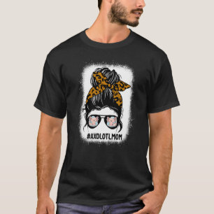 Bleaching Axolotl Mam Messy Bun Hair Leopard Print T-shirt